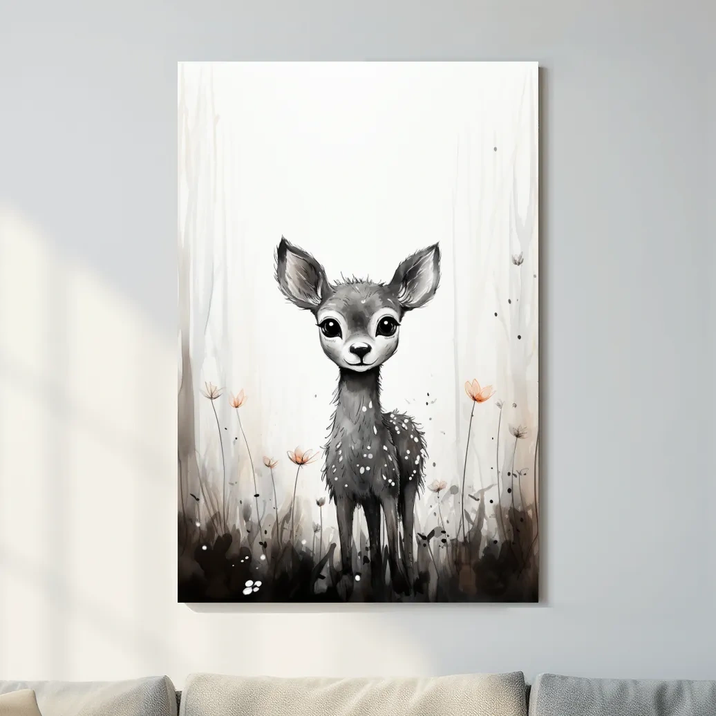 Cute baby deer, simple watercolor illustration drawing art