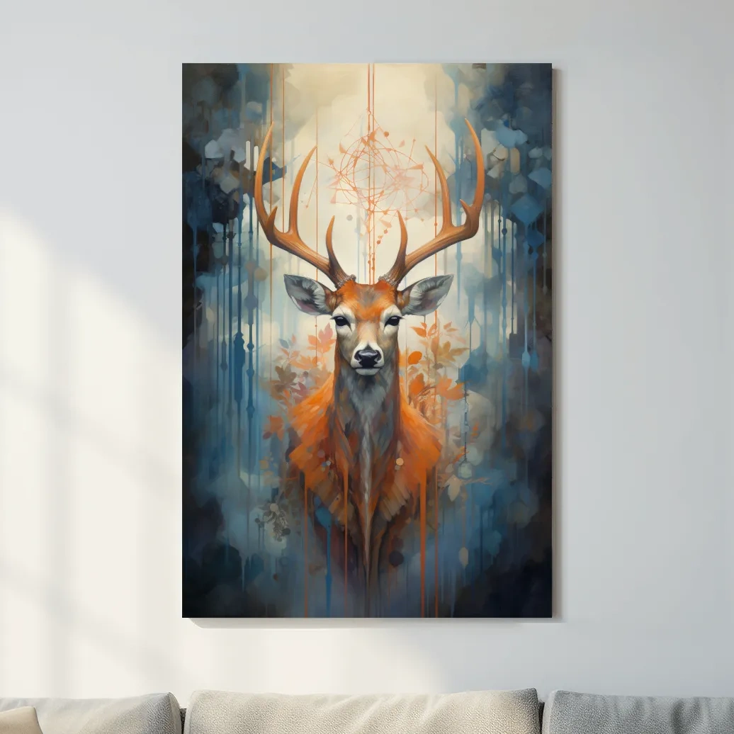Abstract painting of a majestic deer head