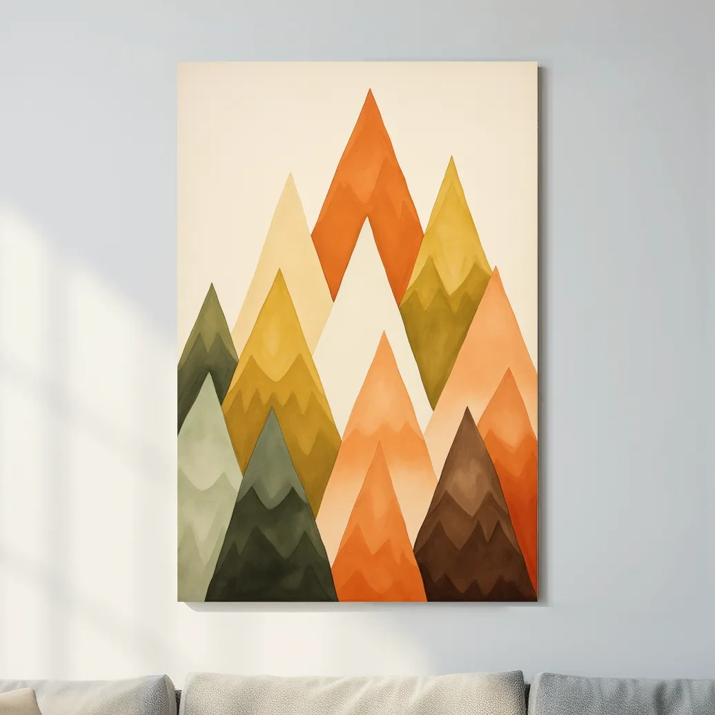 Minimalist Geometric Watercolor Mountains - Modern Scandinavian Landscape Wall Art