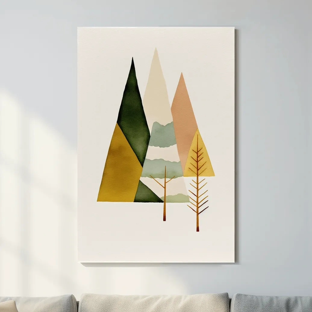 Rustic boho mountain and tree art print