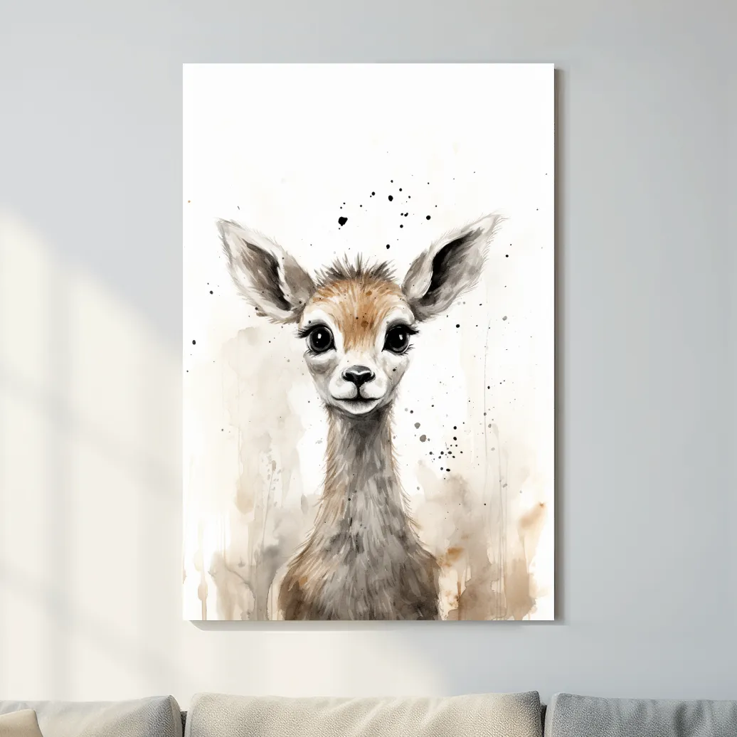 Watercolour illustration of a deer fawn