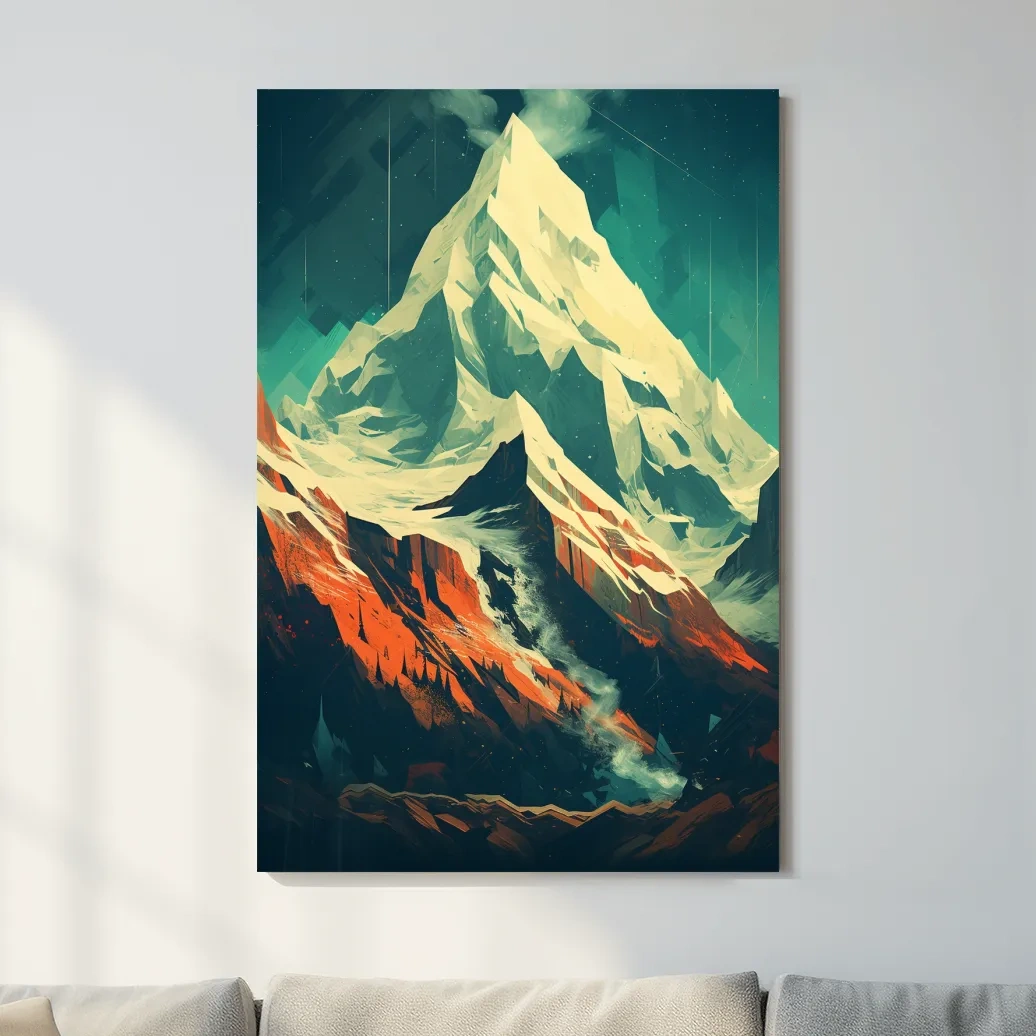 Retro style mountain glacier art poster