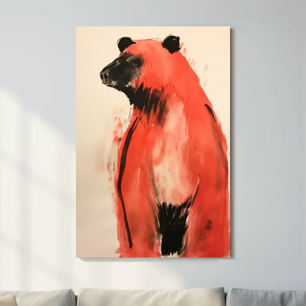 Impressionist watercolour painting of a bear