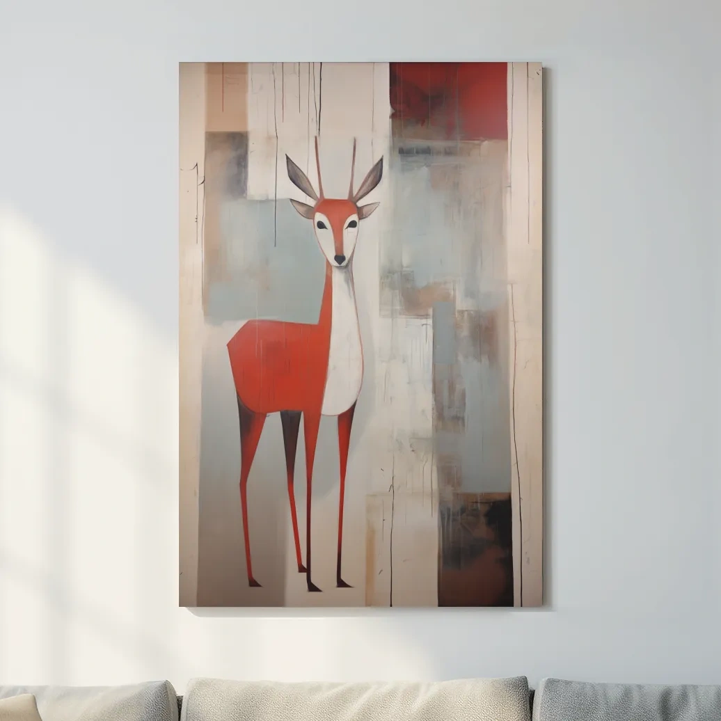 Rustic expressionist painting of a deer