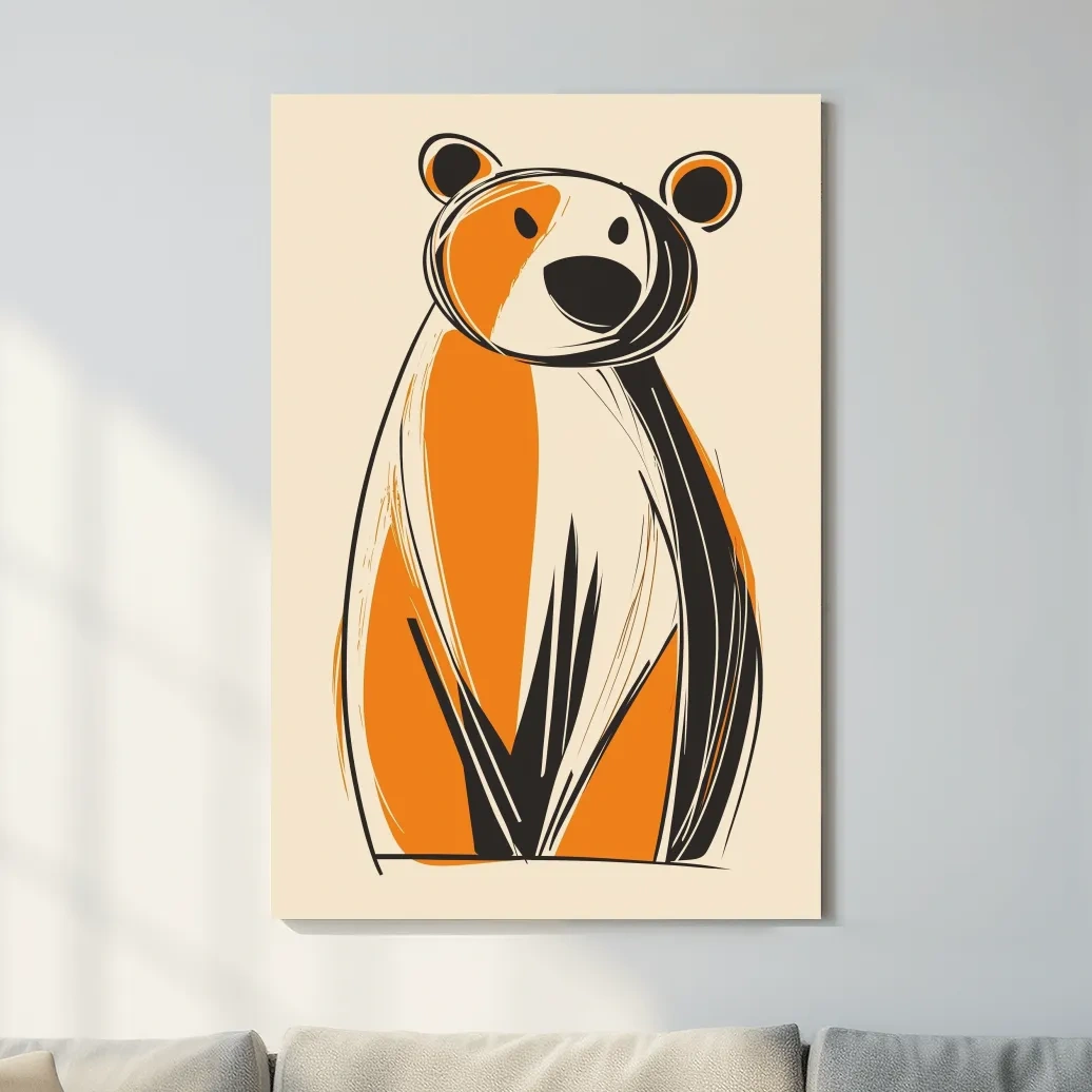 Fun caricature print of a cartoon bear