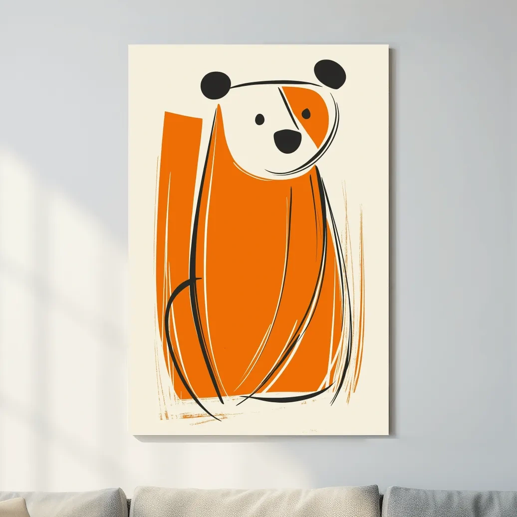 Caricature wall art illustration print of a curious cartoon bear