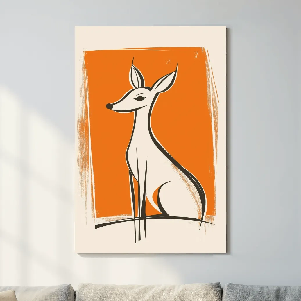 Fun caricature wall art print of a cartoon deer