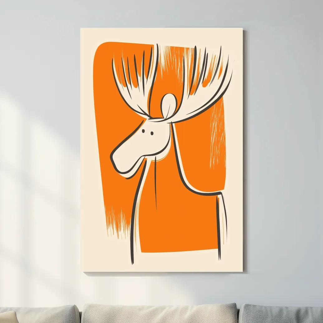 Caricature wall art print of a cute cartoon moose 