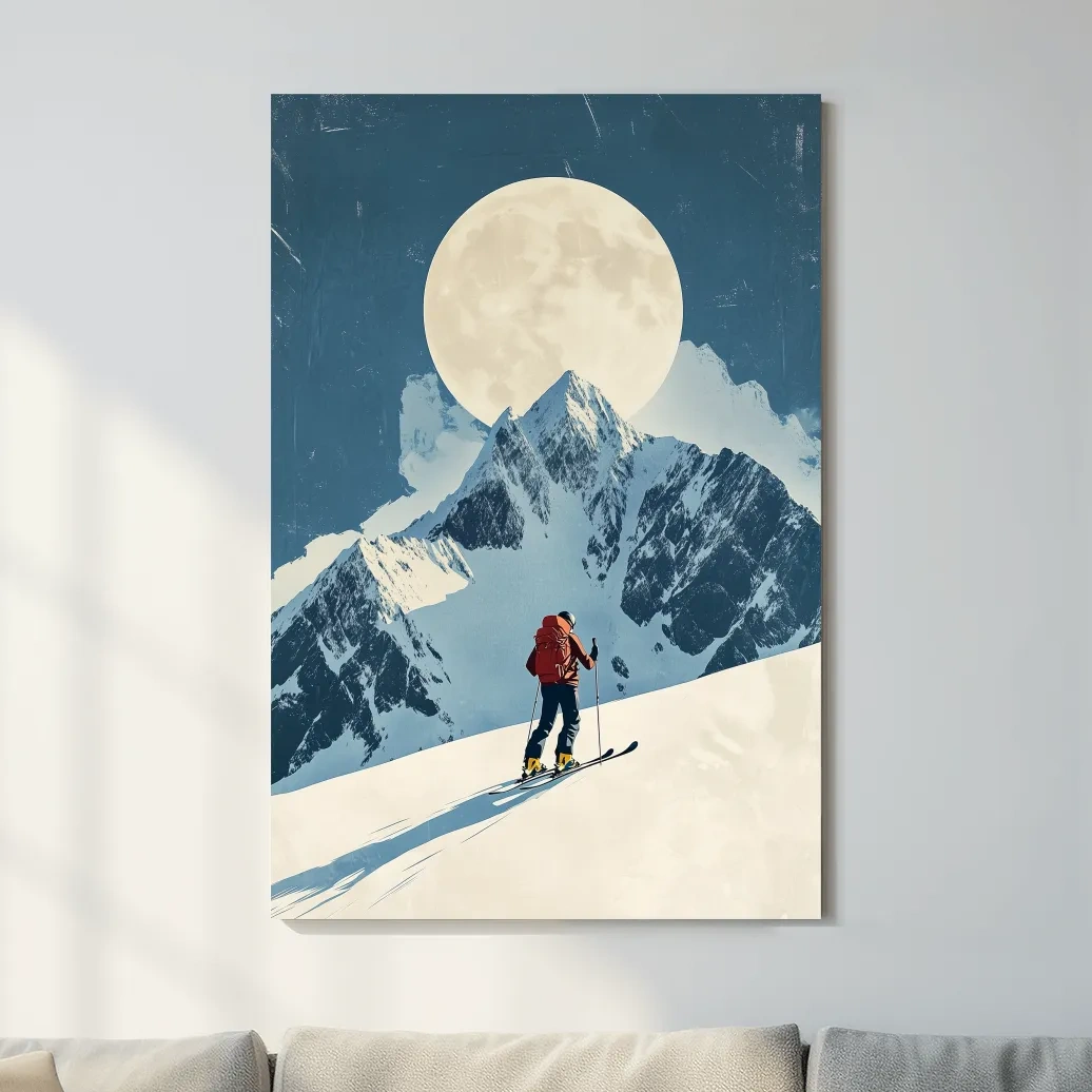Retro style ski poster wall art
