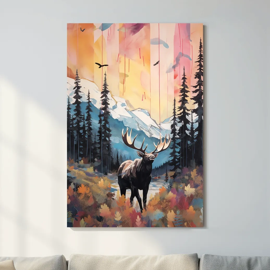 Abstract painting of a majestic moose