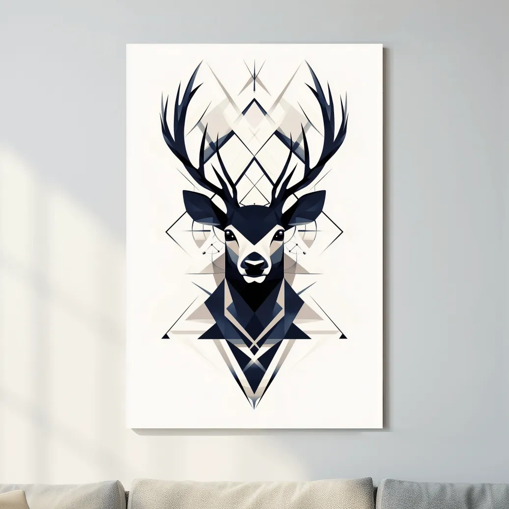 Deer head illustration print, ornate tribal style wall art
