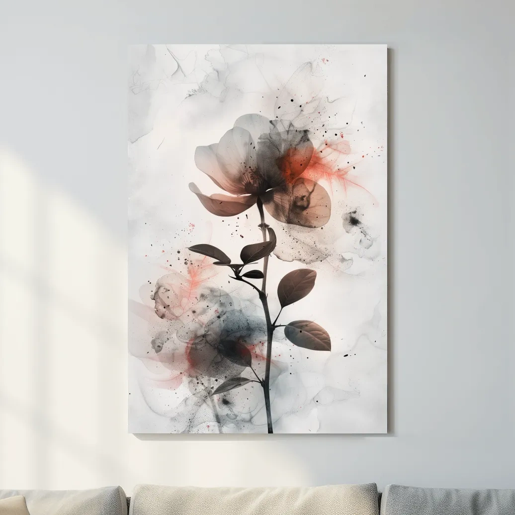 Abstract flower painting artwork, floral wall art