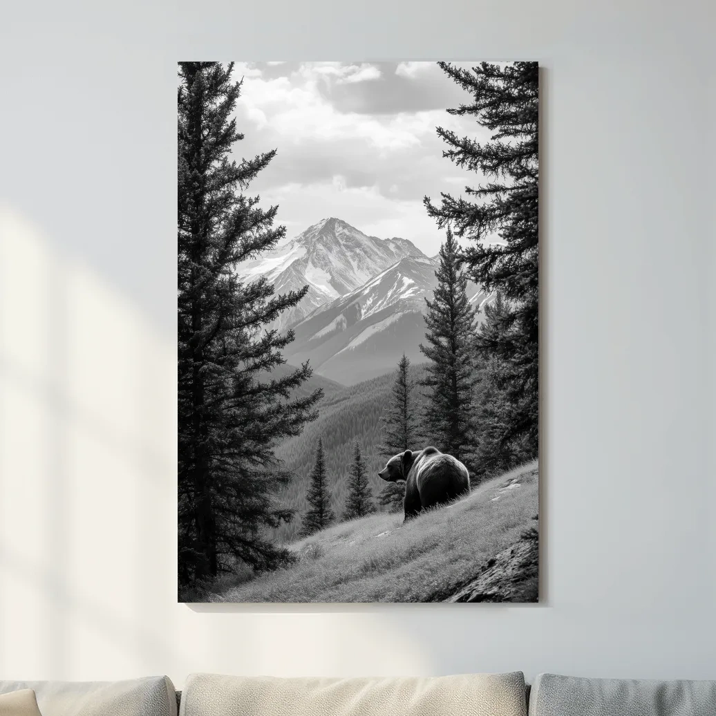 Grizzly bear in the alpine meadows, photographic wildlife artwork