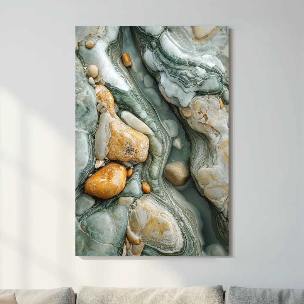 Abstract Agate Stone Riverbed Texture - Marble Geological Wall Art