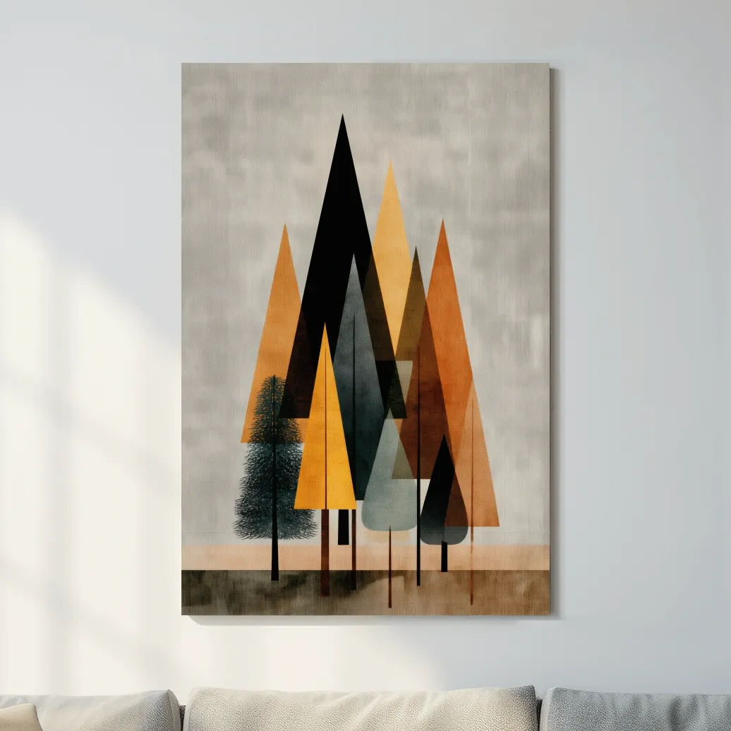 Minimalist Geometric Pine Tree Forest - Mid Century Modern Scandinavian Wall Art