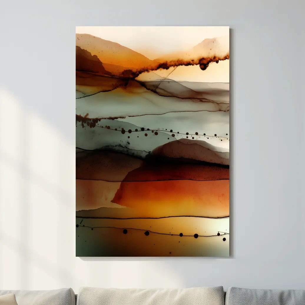 Moody Abstract Mountain Horizon Watercolor - Modern Landscape Wall Art