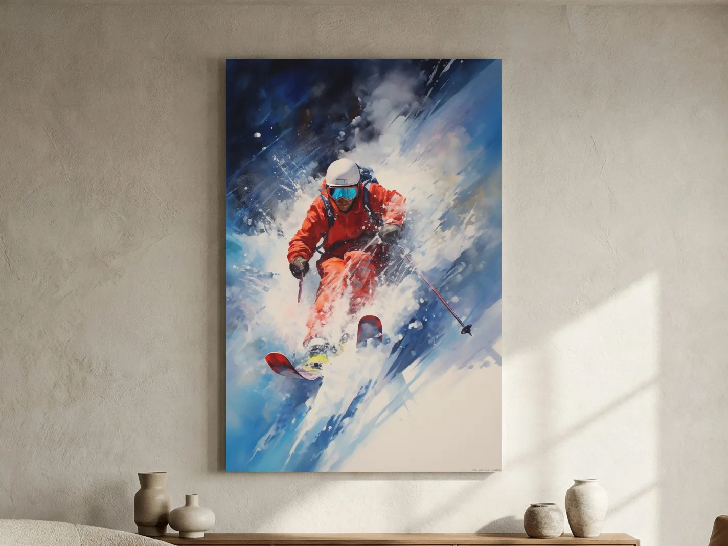 Powder Skier Dynamic Painting - Winter Sports Wall Art