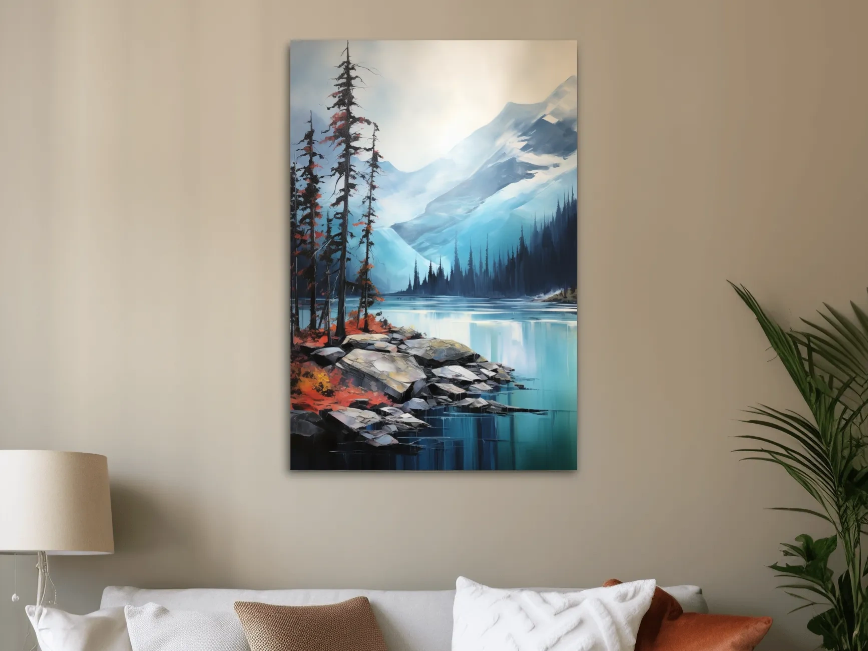 Turquoise Alpine Lake And Mountain Watercolor - Serene Forest Wall Art