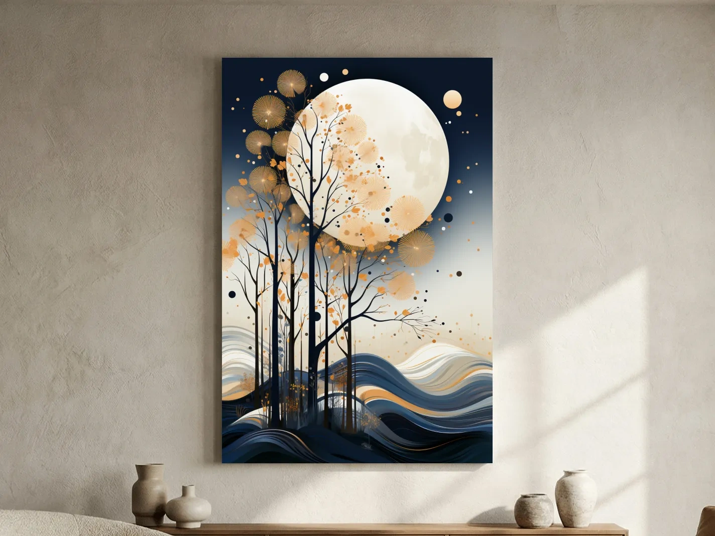 Elegant illustration of a forest under the night sky