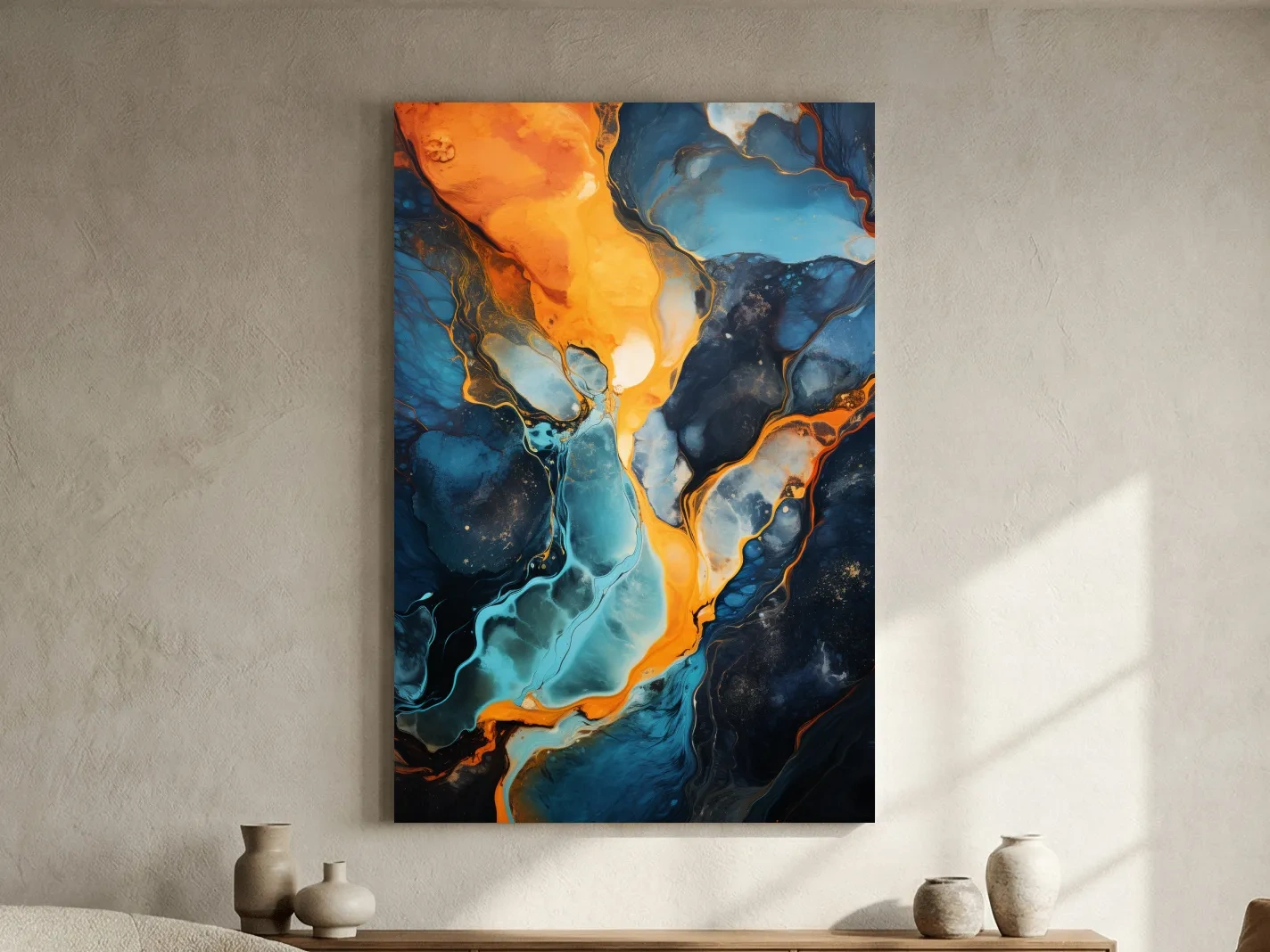 Vibrant Fluid River Abstract Painting - Alcohol Ink Style Wall Art