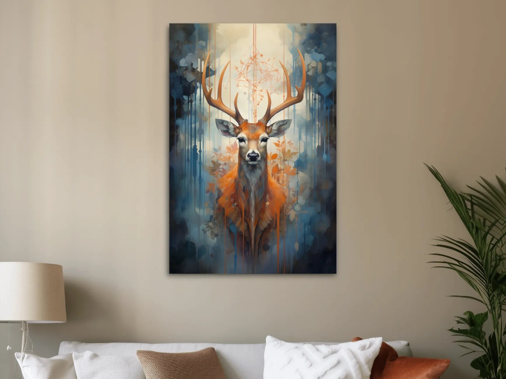 Majestic Stag Portrait - Abstract Wildlife Painting Wall Art