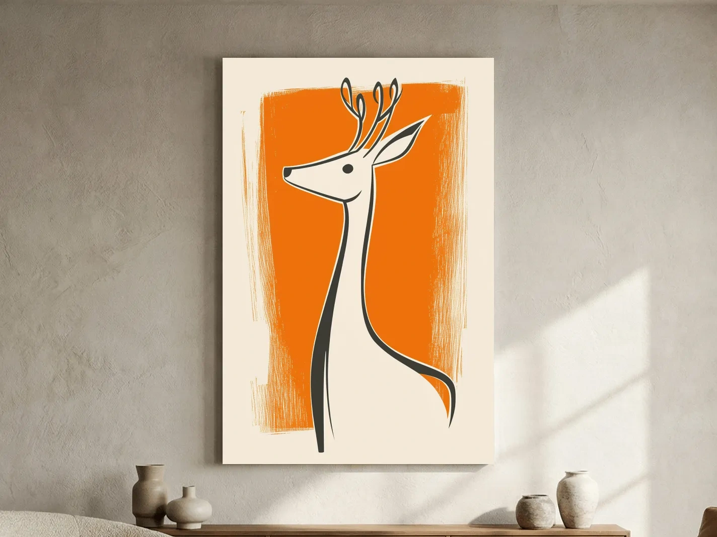 Minimalist Deer Caricature Illustration - Modern Wildlife Wall Art
