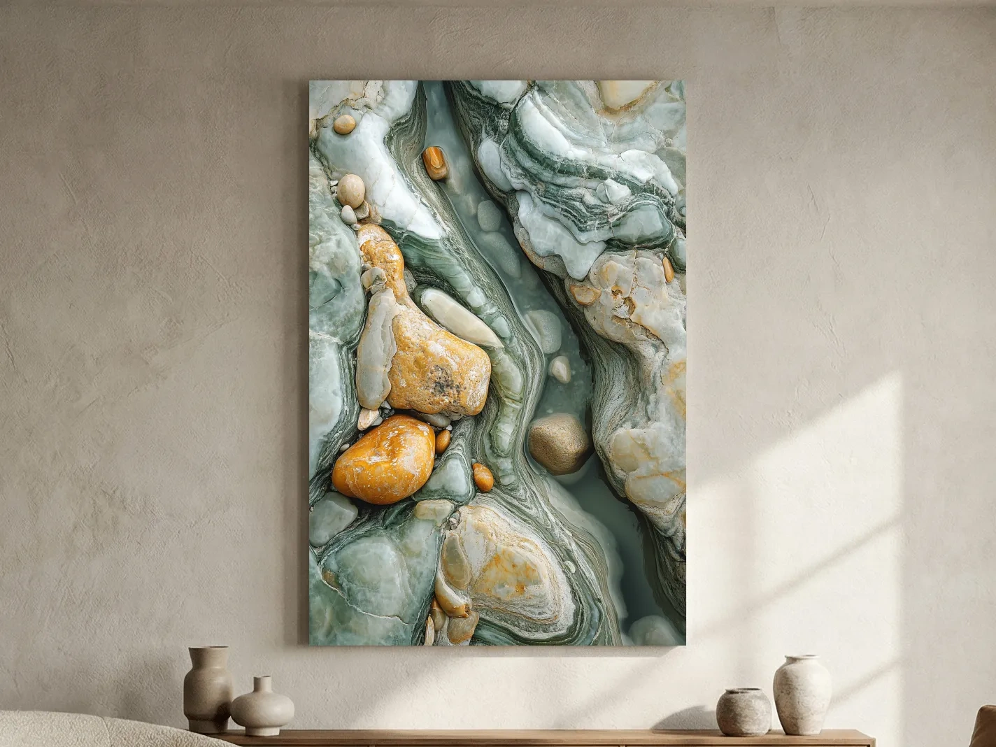 Abstract Agate Stone Riverbed Texture - Marble Geological Wall Art