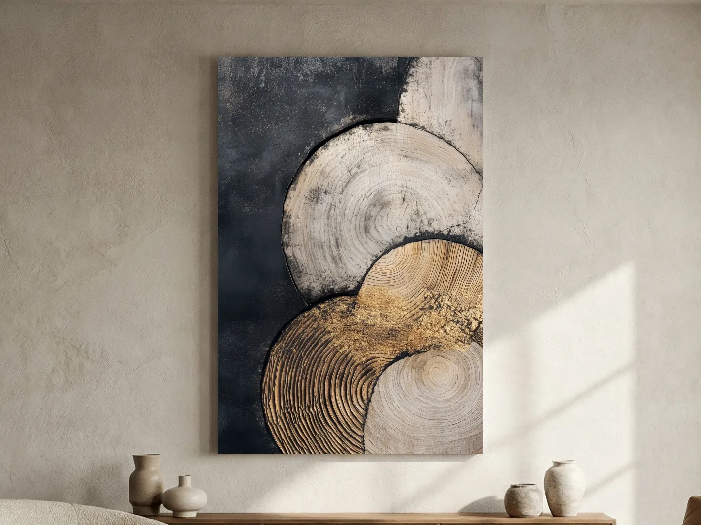 Abstract Wood Grain Texture Circles - Modern Geometric Wall Art