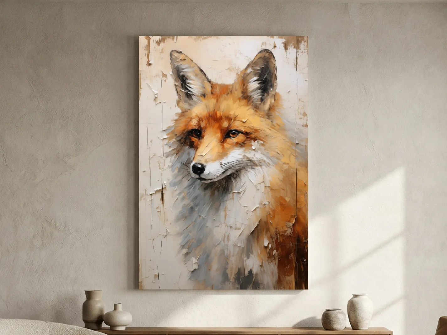 Fox Portrait Painting - Rustic Wildlife Wall Art Print