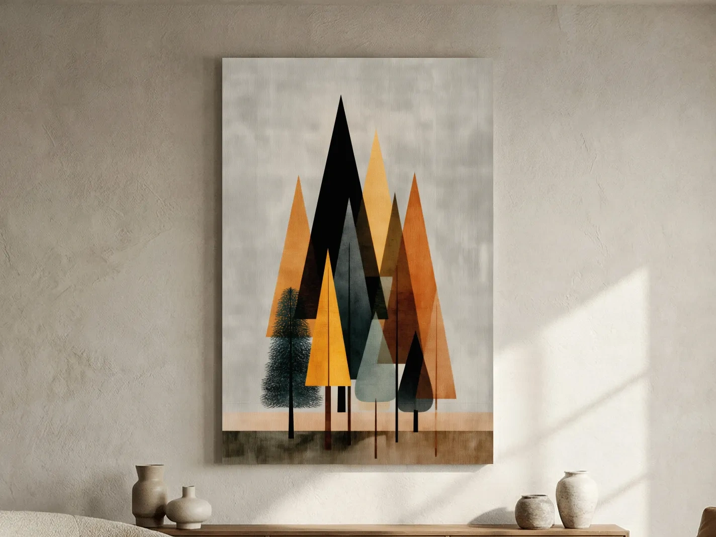 Minimalist Geometric Pine Tree Forest - Mid Century Modern Scandinavian Wall Art
