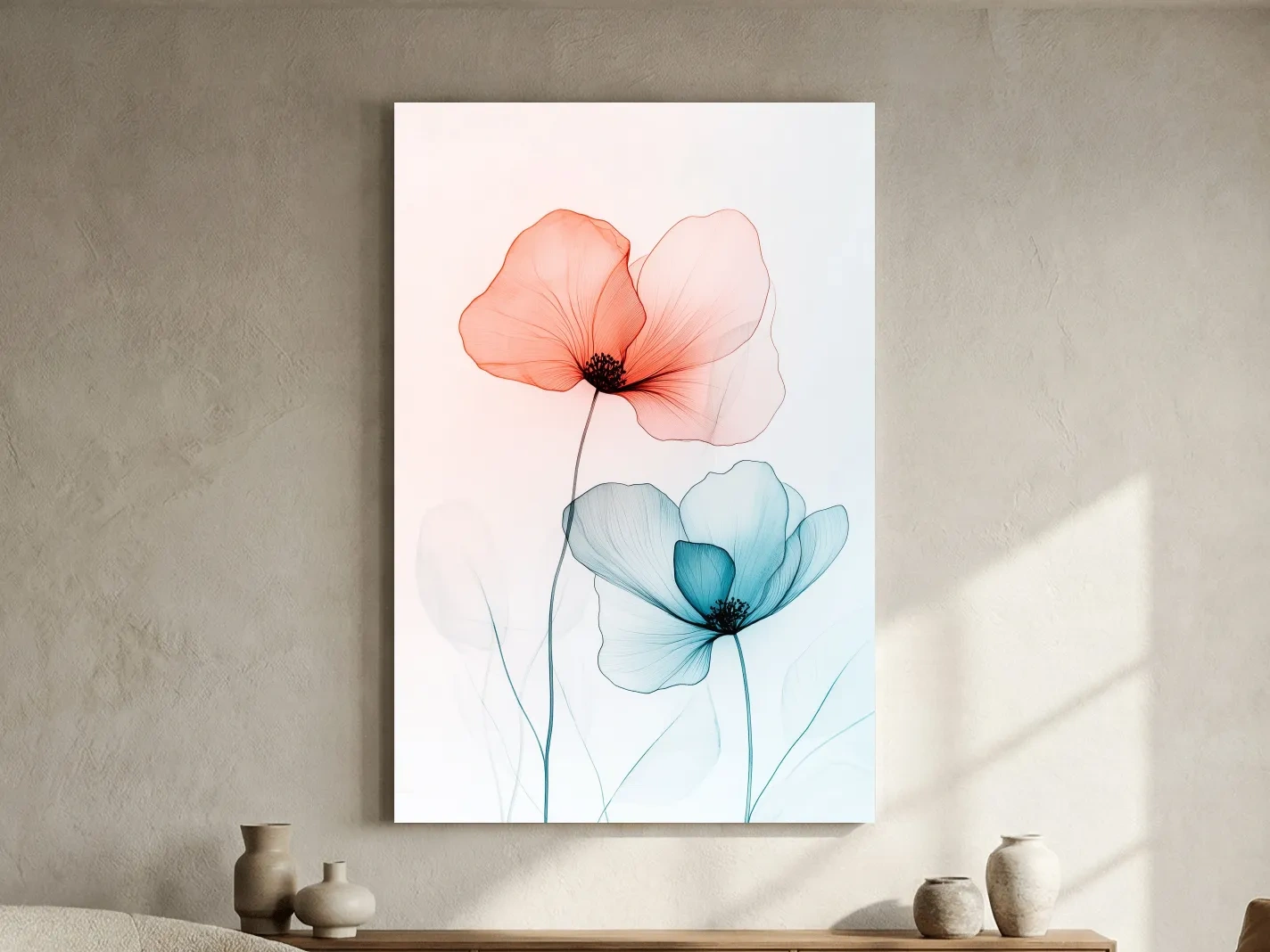 Minimalist Poppy Watercolor Print - Modern Botanical Floral Wall Art