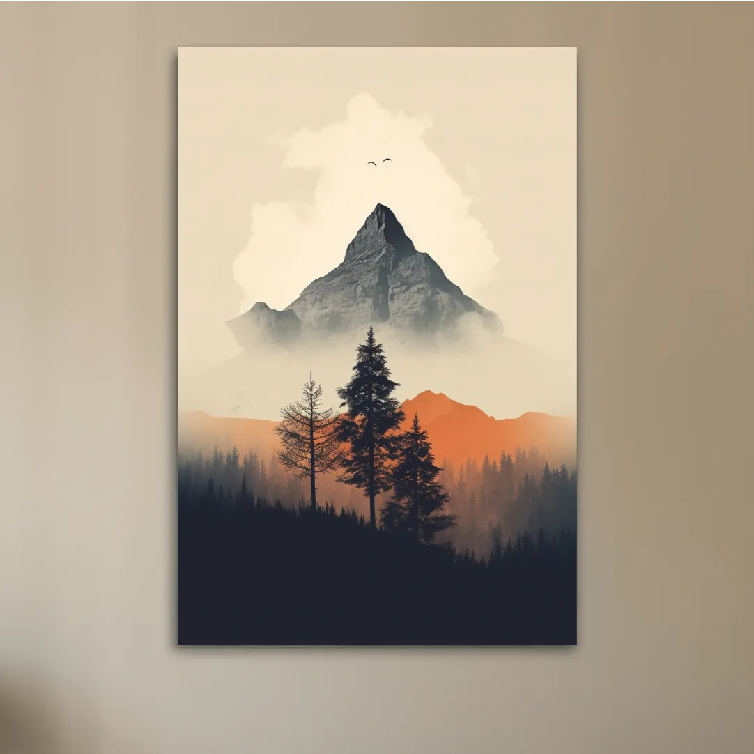 Minimal rustic mountain art
