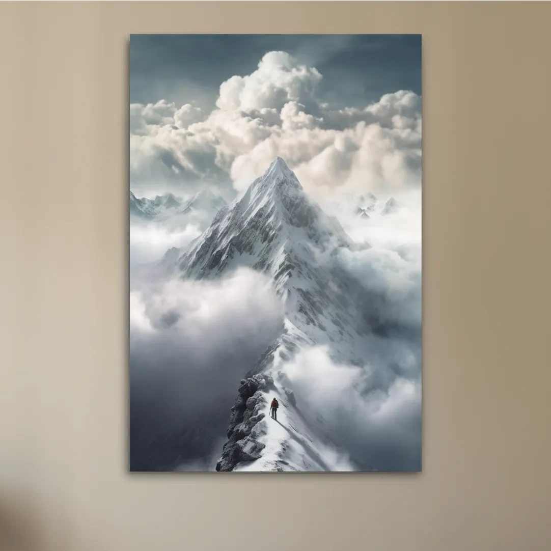 Snowcapped Peak Above The Clouds - Dramatic Alpine Summit Wall Art