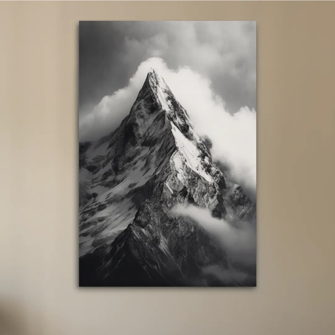 Moody Black And White Glacier Peak - Photographic Alpine Mountain Wall Art