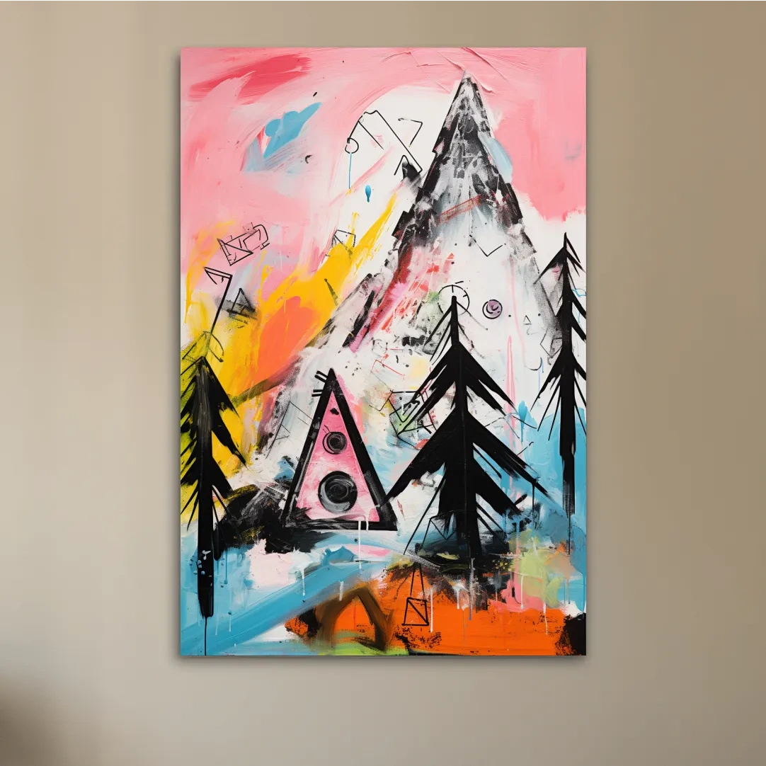 Abstract colorful mountain painting