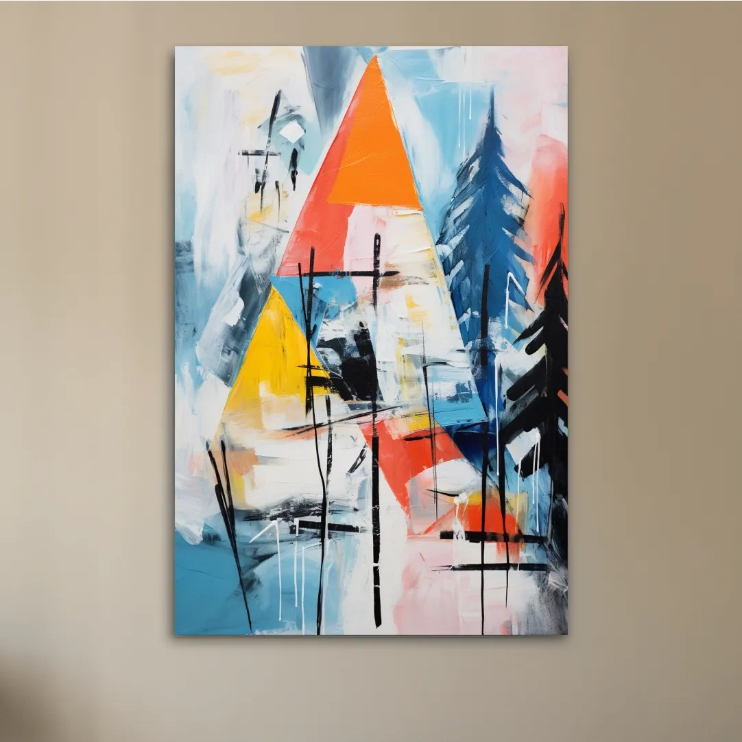 Abstract dripping mountain painting