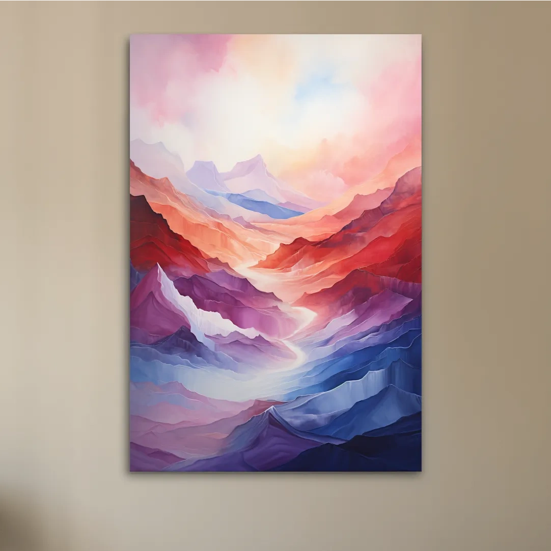 Abstract art, colourful mountainous valley