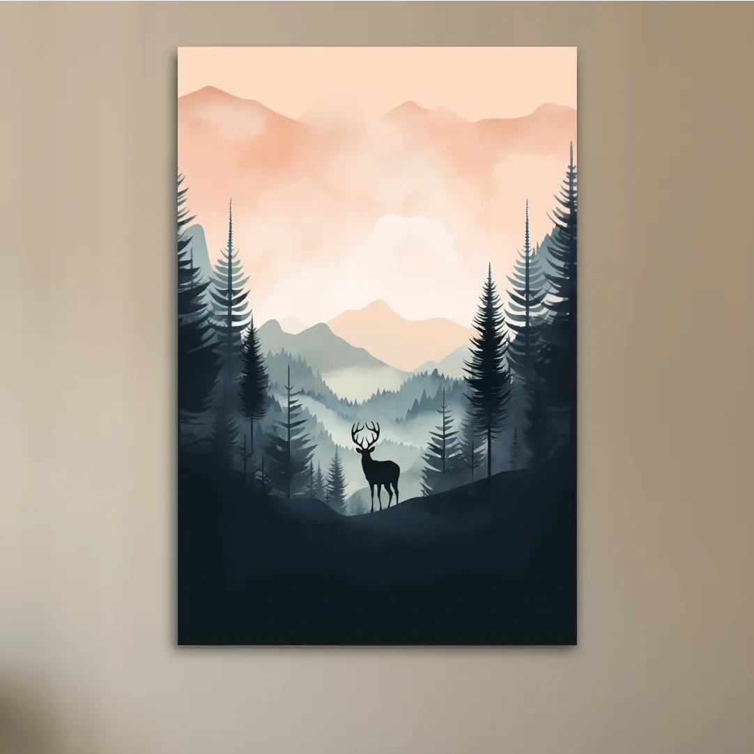 Silhouette of a deer, pastel illustration