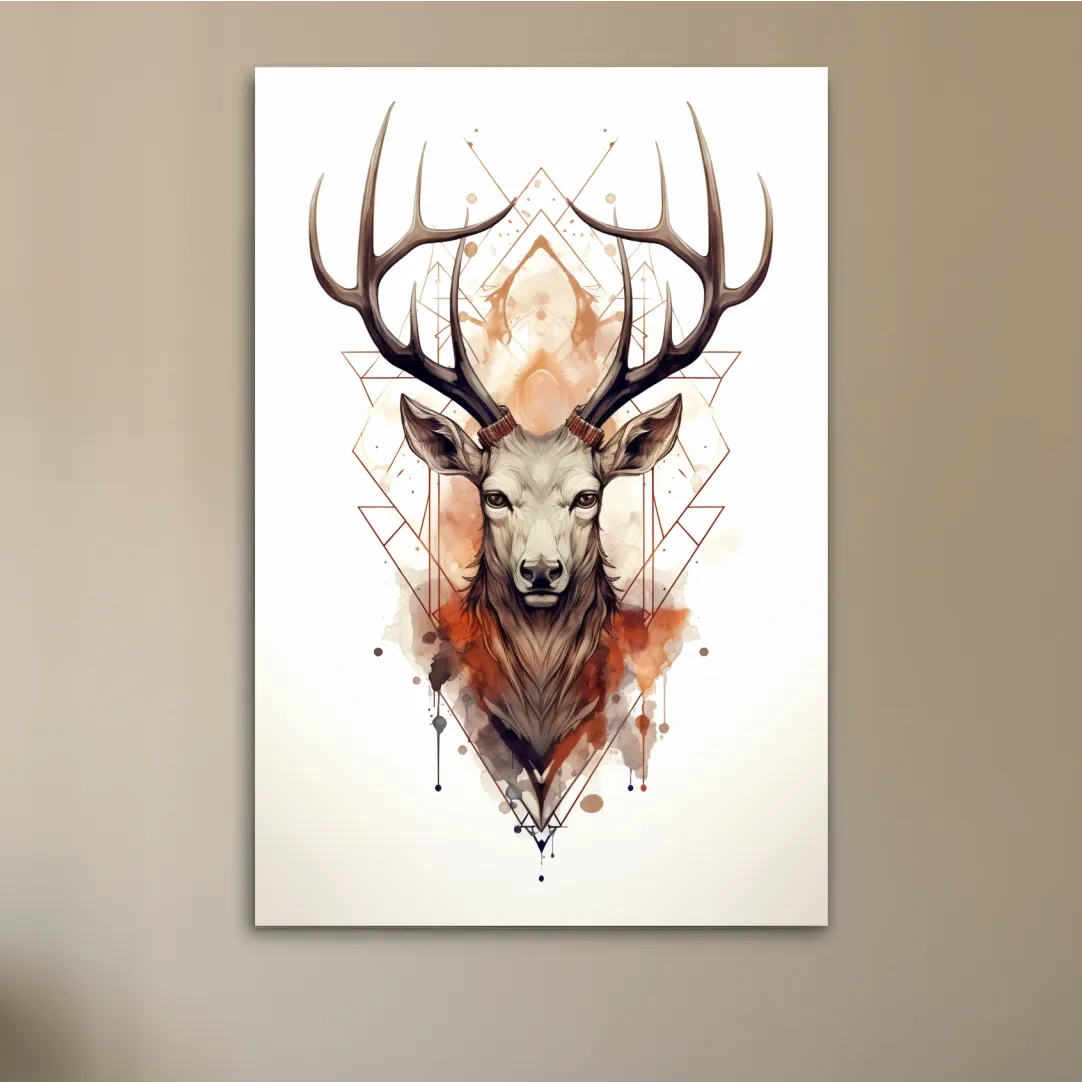 Ornate patterned illustration of a deers head