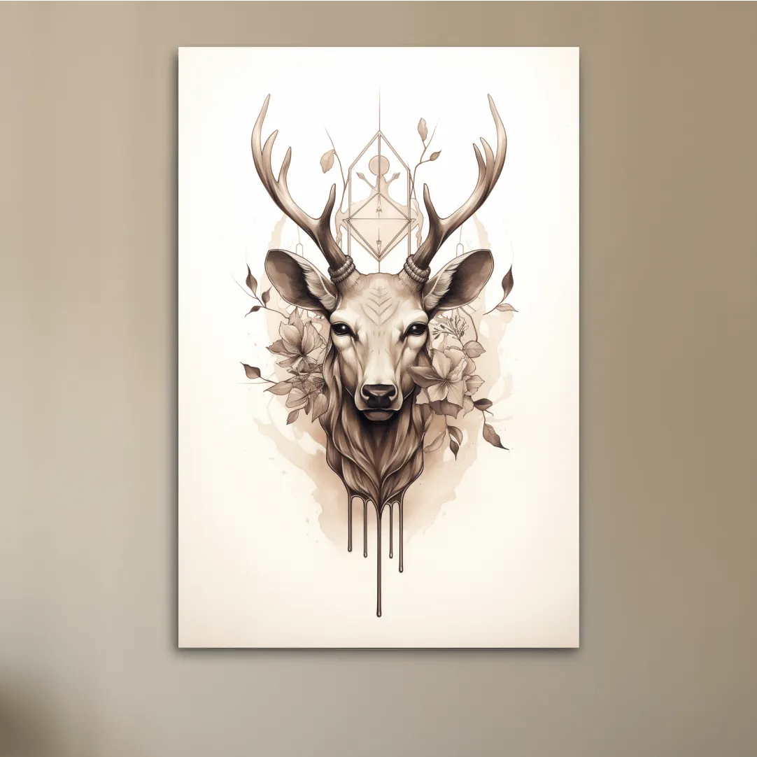 Minimal illustration of an ornate deers head