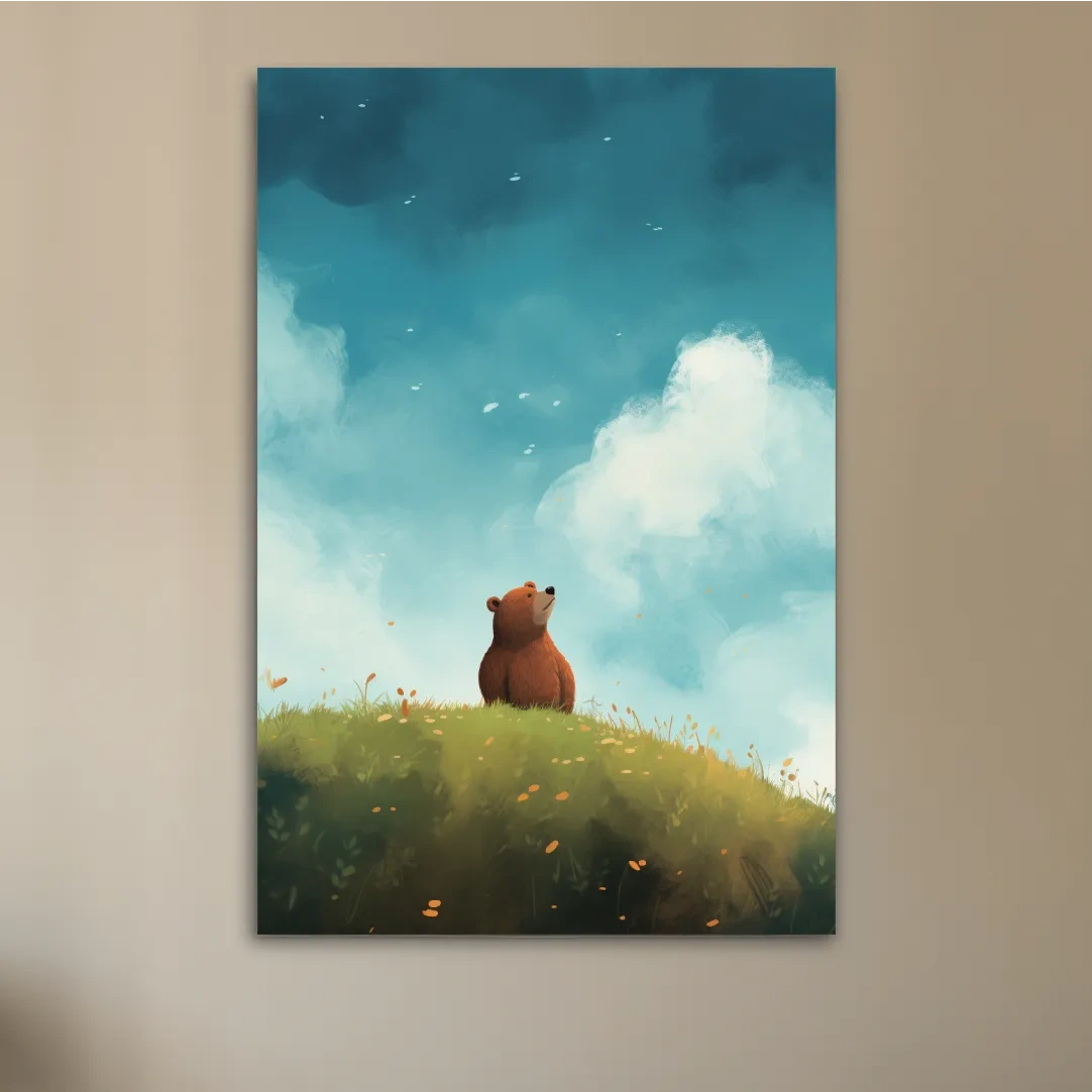 Illustation of a cute bear gazing into the sky
