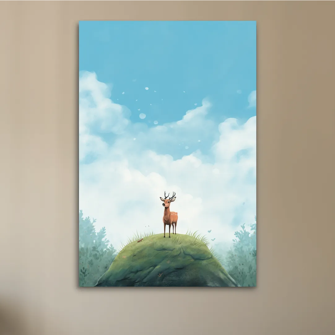 Bright illustration artwork of a cute deer