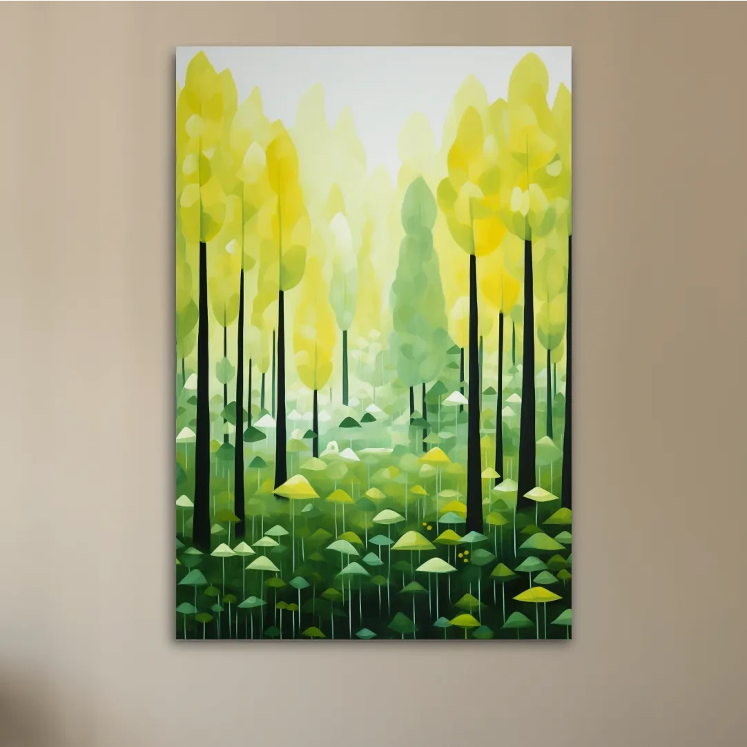 Sunlit Abstract Forest Canopy Painting - Storybook Woodland Wall Art