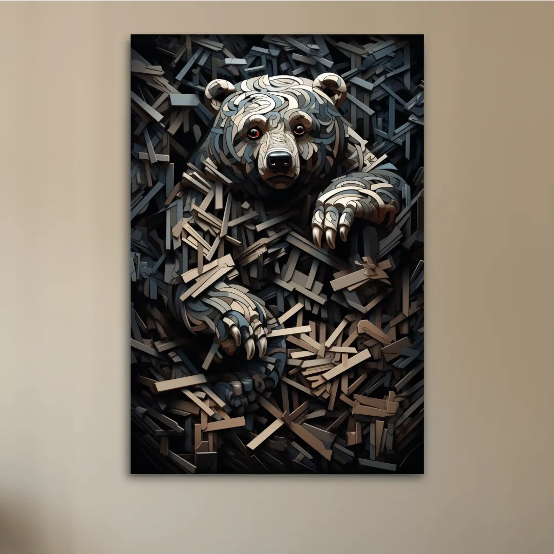 MC Escher style deconstructed hidden bear art