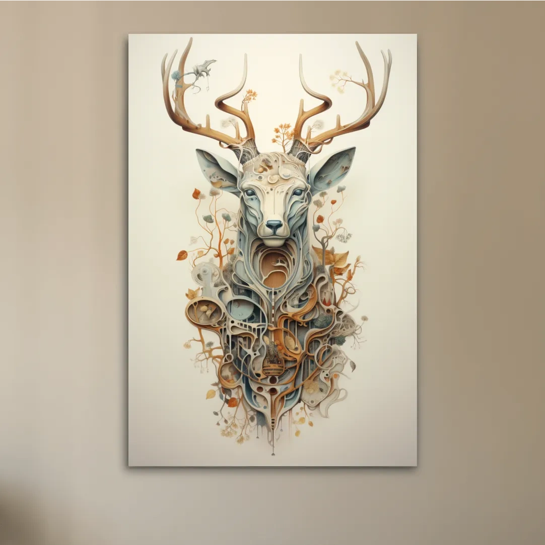 Trippy ornate floral deer head art