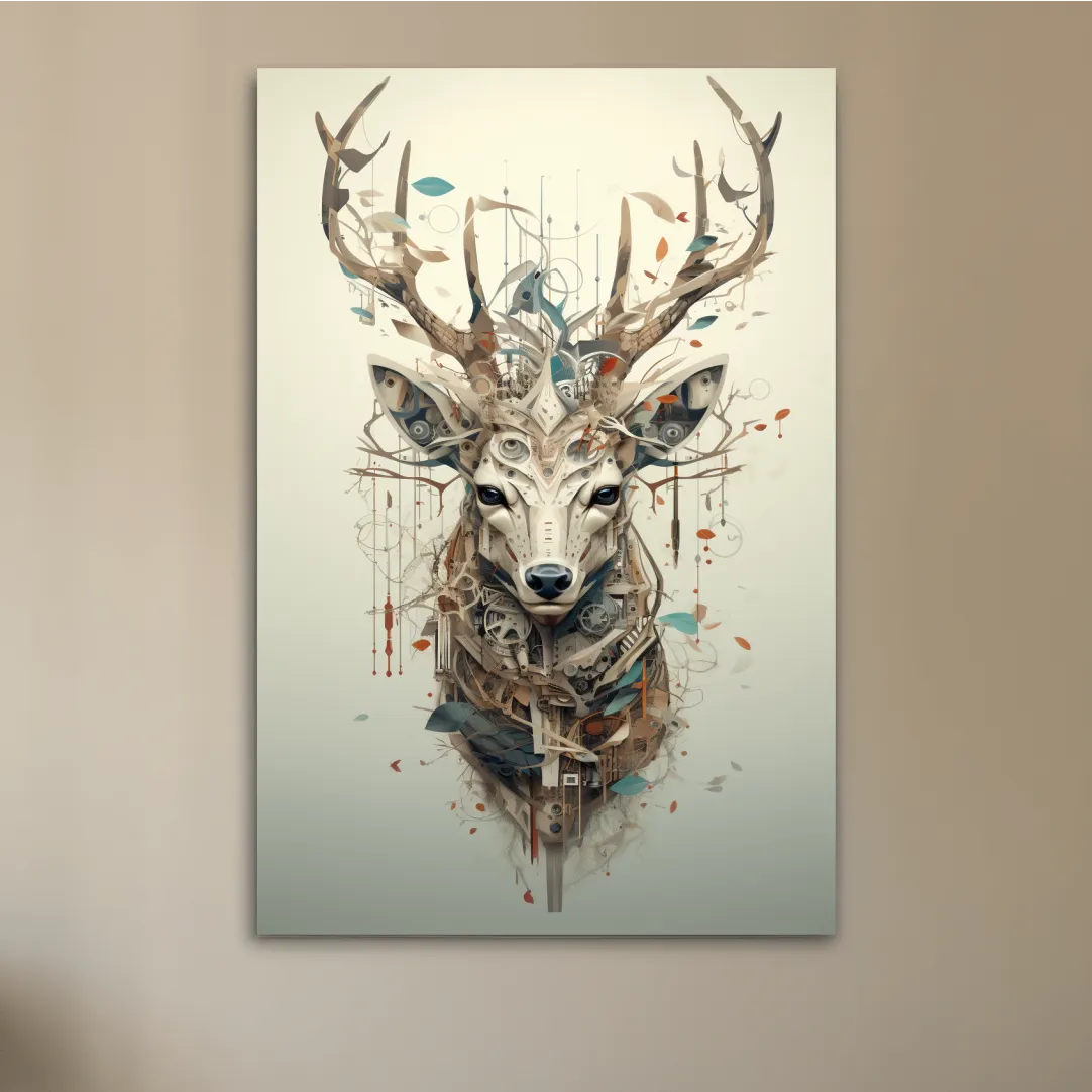 MC Escher style deer head collage art