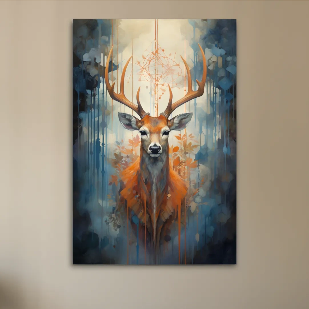 Abstract painting of a majestic deer head