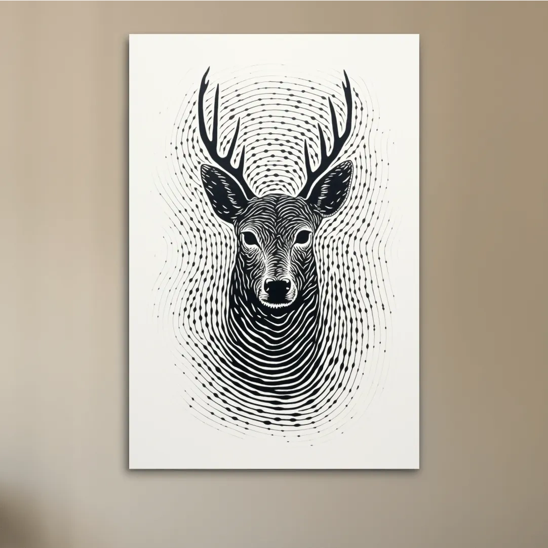 Abstract fingerprint swirling art drawing of a deer head
