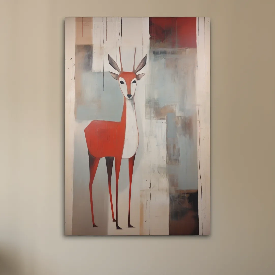 Rustic expressionist painting of a deer