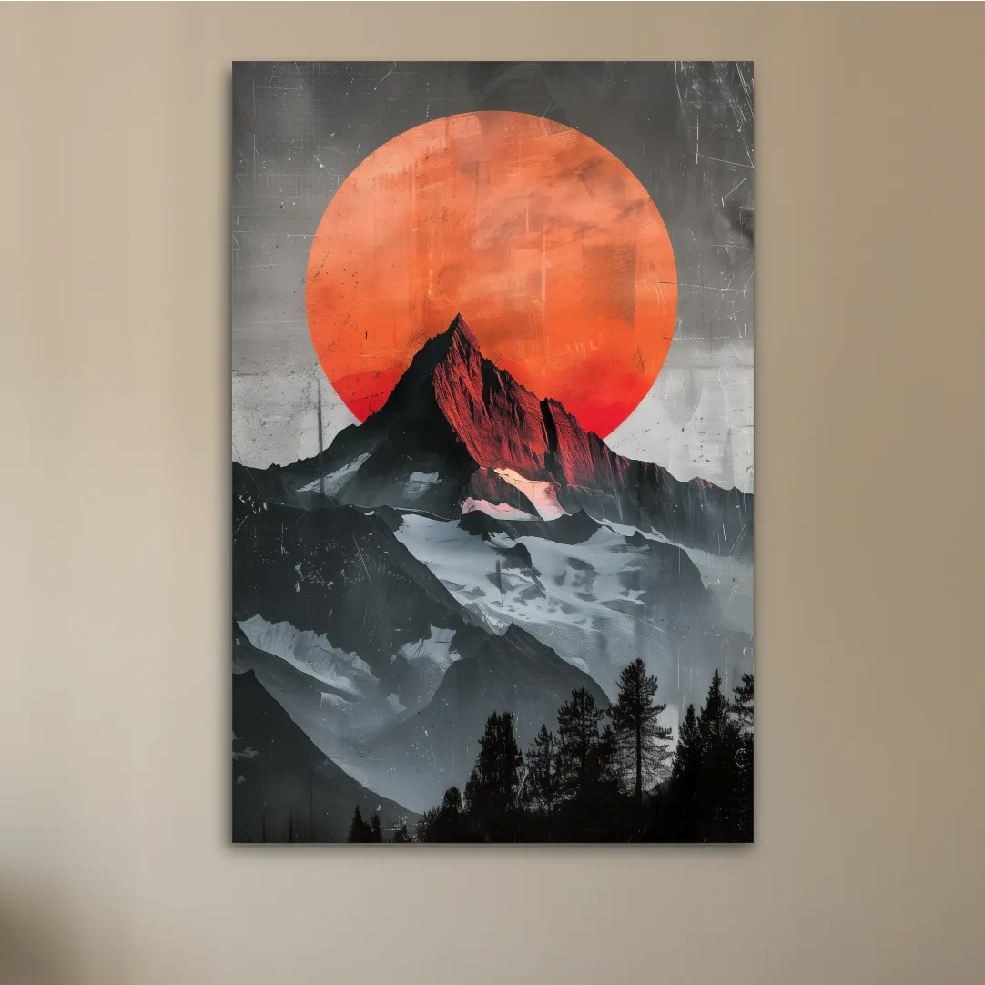 Surreal mountain glacier sunset artwork
